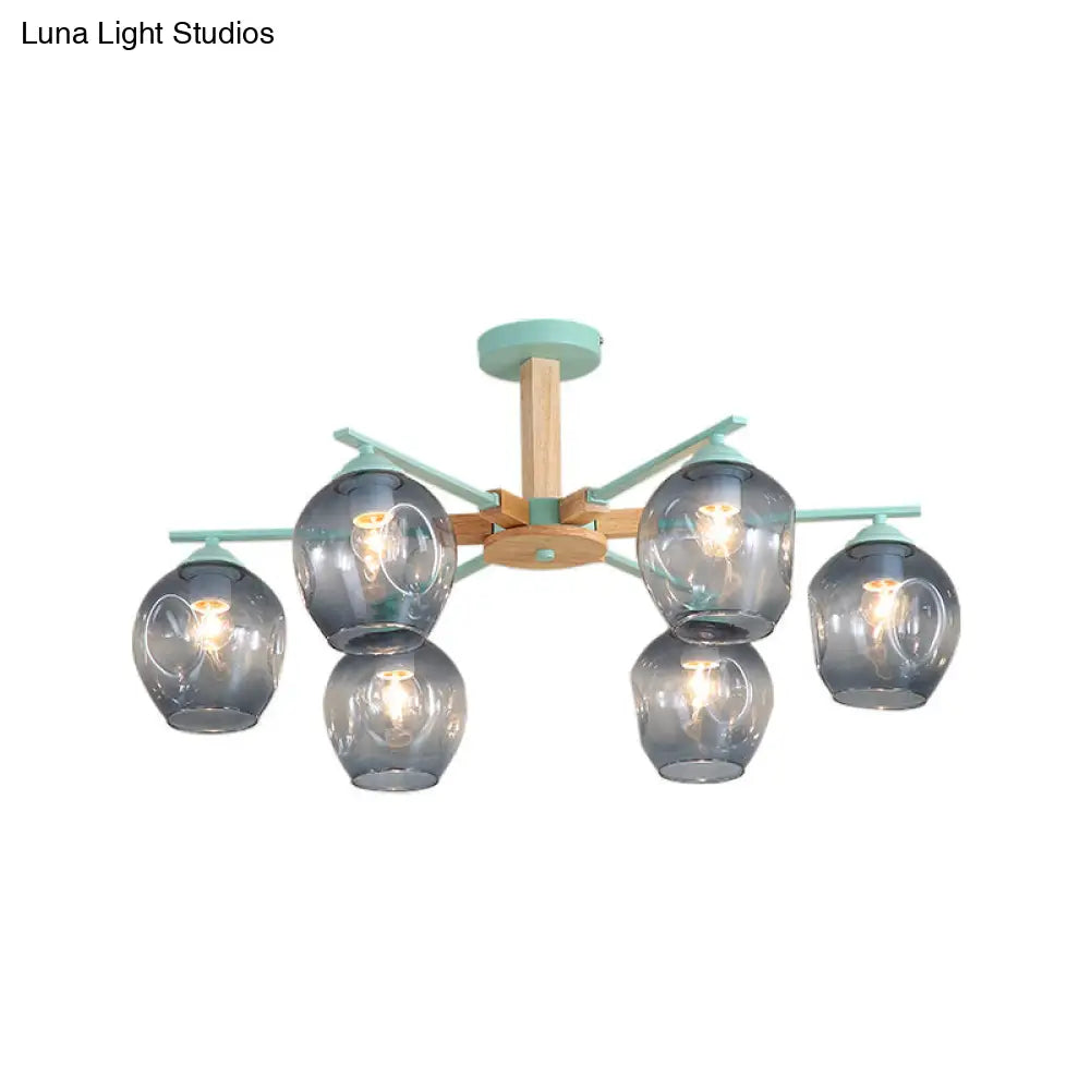 Modern Smoke Gray Glass Pendant Chandelier - 3/6 Light Modo Hanging Fixture for Living Room