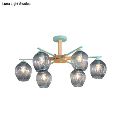 Modern Smoke Gray Glass Pendant Chandelier - 3/6 Light Modo Hanging Fixture for Living Room