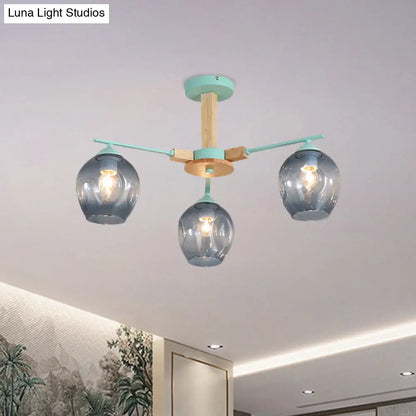 Modern Smoke Gray Glass Pendant Chandelier - 3/6 Light Modo Hanging Fixture for Living Room