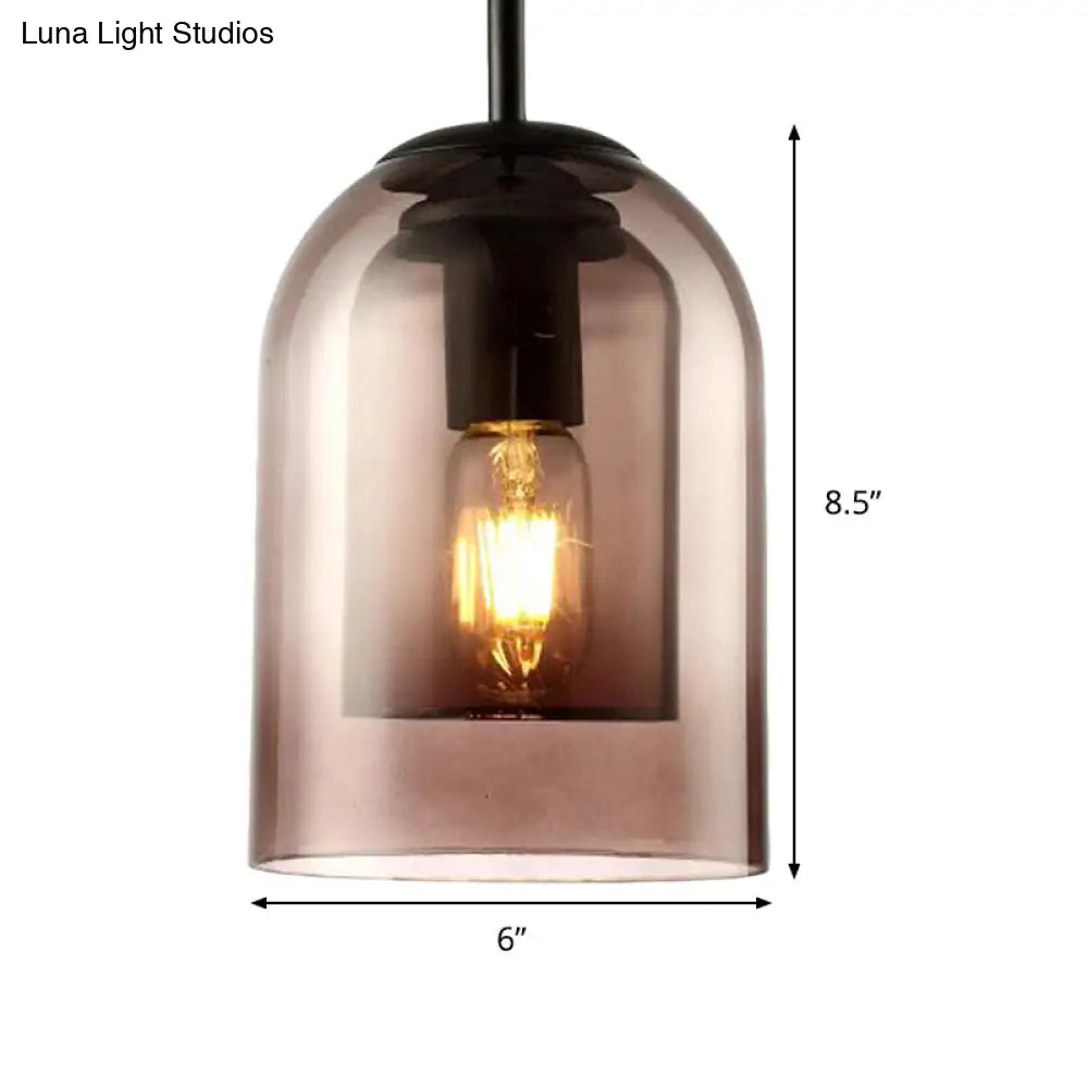 Modern Smoke Gray Glass Pendant Lamp - Bell Design for Dining Room