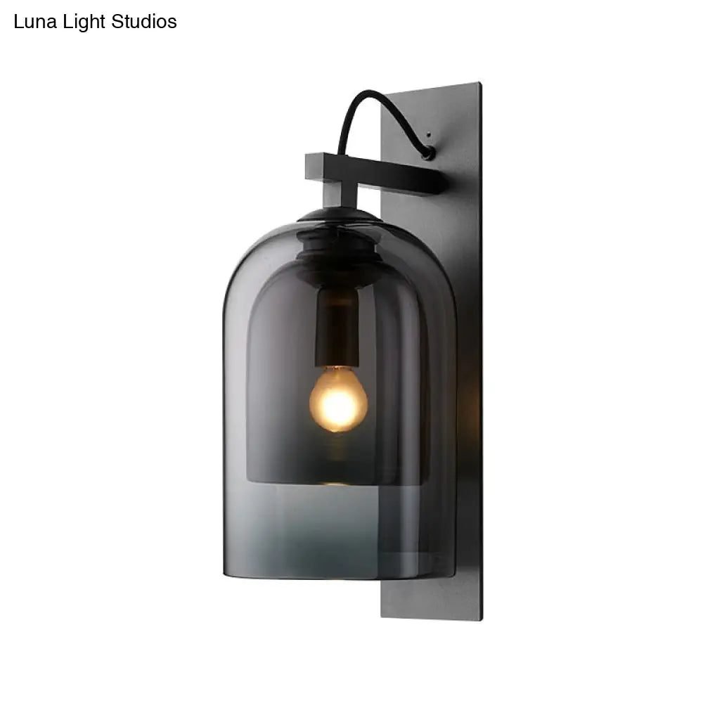 DecorBites™ DecorBites™ Modern Smoke Grey Glass Dual Bell Wall Lamp with Black Wall Sconce Lighting - 1 Bulb