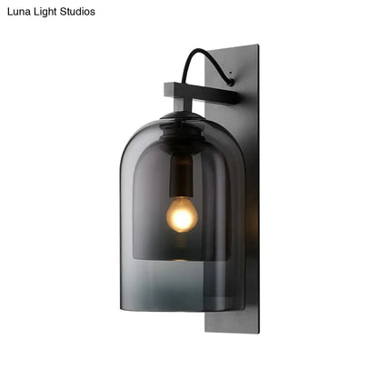 DecorBites™ DecorBites™ Modern Smoke Grey Glass Dual Bell Wall Lamp with Black Wall Sconce Lighting - 1 Bulb
