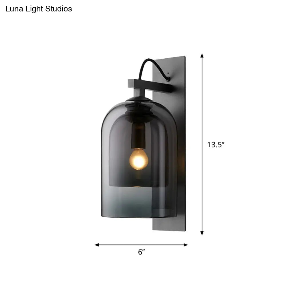 DecorBites™ DecorBites™ Modern Smoke Grey Glass Dual Bell Wall Lamp with Black Wall Sconce Lighting - 1 Bulb