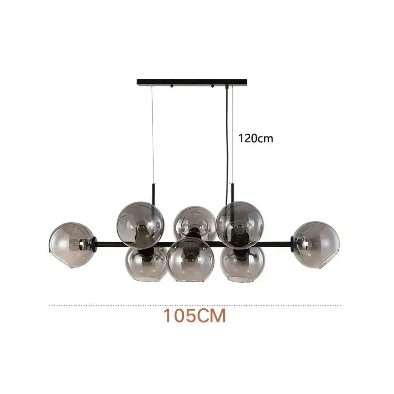Modern smoked glass ball pendant lights featuring six black metal globes for dining room decorbites glass ball lighting