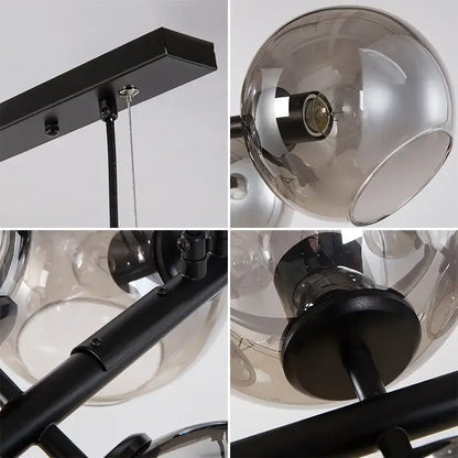 Black metal frame pendant lights with smoked glass globe decorbites glass ball pendant for dining room decor
