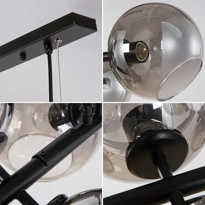 Black metal frame pendant lights with smoked glass globe decorbites glass ball pendant for dining room decor
