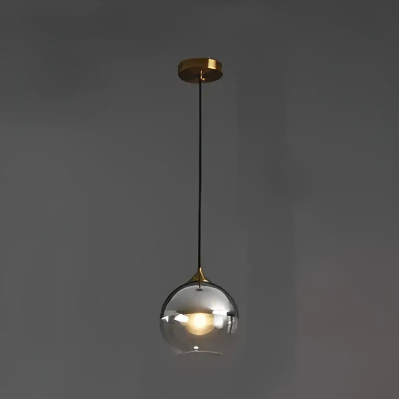 Modern smoked glass ball pendant lights with brass-finished decorbites glass ball fixture for kitchen and dining room decor