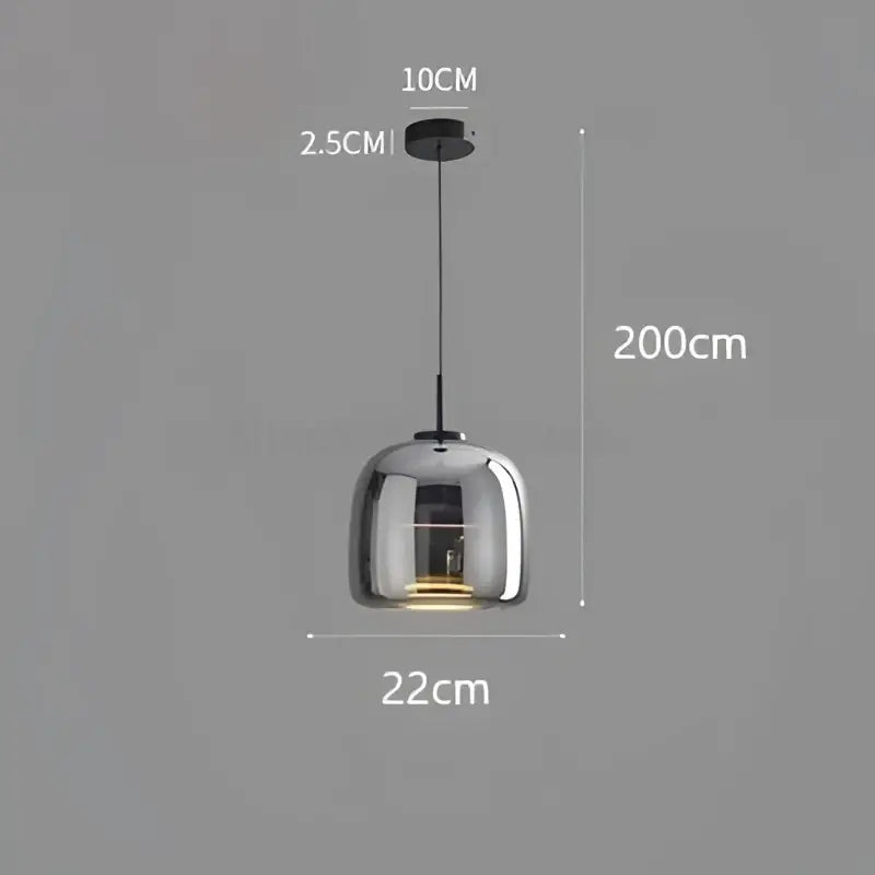 Modern smoked glass bowl chandelier pendant light with a metallic finish and transparent glass bowl for dining room use