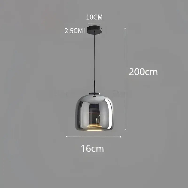 Modern smoked glass bowl chandelier dining room pendant light with transparent glass bowl and black metal hardware