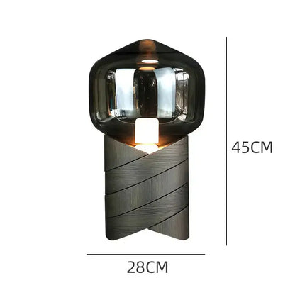 Modern smoked glass creative resin n823 lamp with a sleek dark smoked glass shade and textured gray metal base for bedroom decorbites creative resin