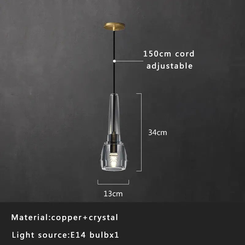 Modern smoked glass crystal copper pendant light with clear crystal glass shade and copper accents for dining room decorbites crystal copper pendant