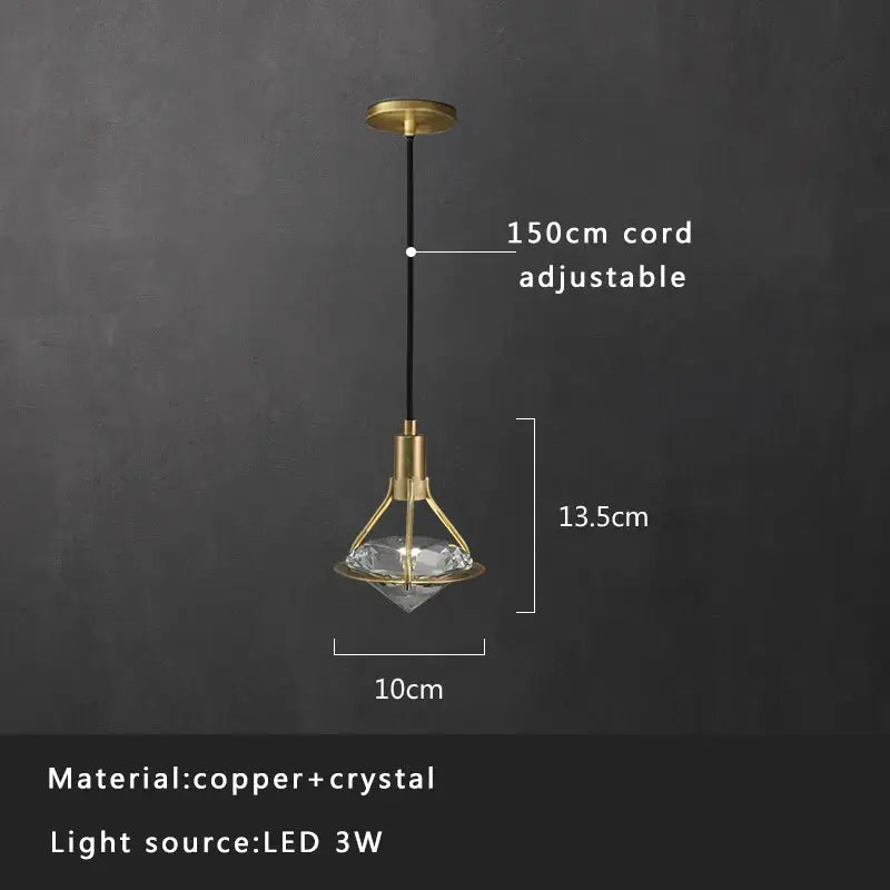 A modern pendant light with brass metal frame and clear crystal shade from decorbites crystal copper pendant lights