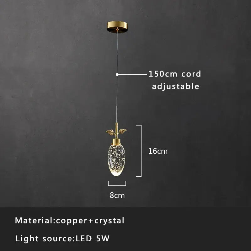 Modern smoked glass crystal copper pendant light with egg-shaped globe and adjustable 150cm cord for dining room decorbites crystal copper pendant