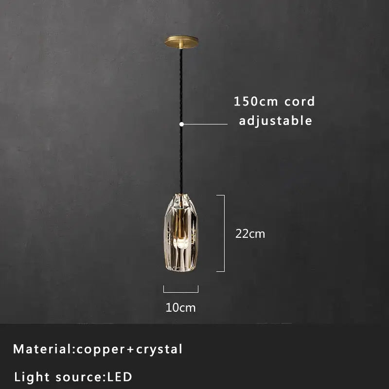 A sleek 22cm tall modern smoked glass crystal copper pendant light with faceted shade and copper accents for dining room decorbites crystal copper pendant