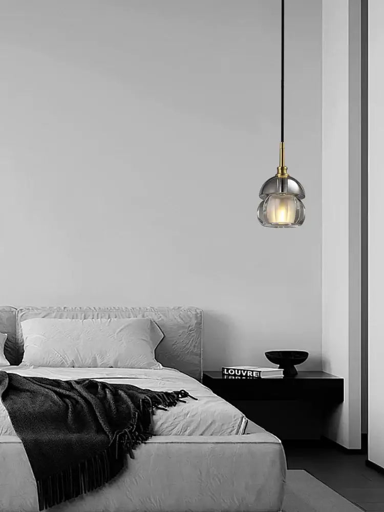 Modern pendant lights with sleek metallic finish and layered smoked glass shades by decorbites crystal copper