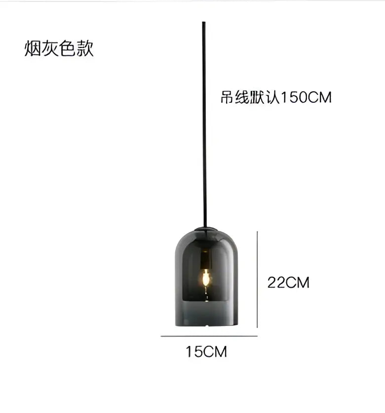 A sleek smoke-gray glass led chandelier with a minimalist design and 15cm diameter base for dining rooms