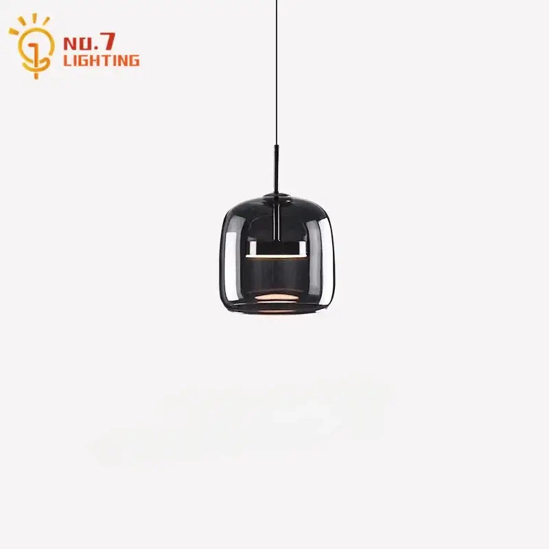 Modern smoked glass pendant lights featuring black glass pendant lights with sleek minimalist metal accents for bedroom lighting