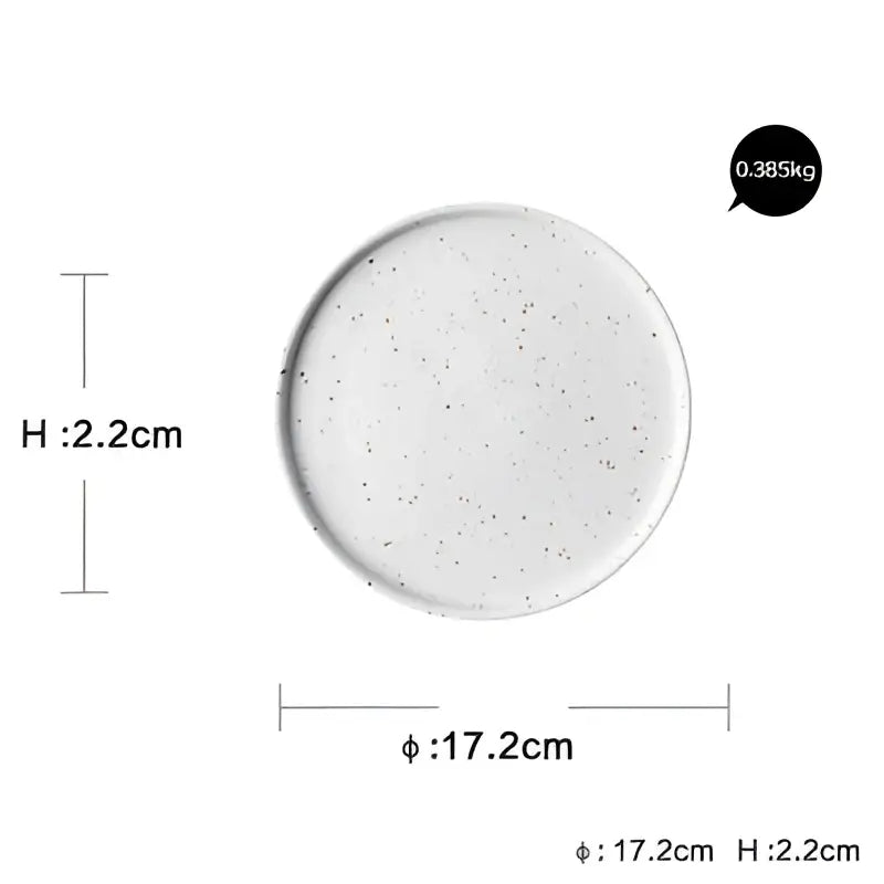 Modern speckled white ceramic dinner plate with 17.2cm diameter in dinner plate set for dining room use