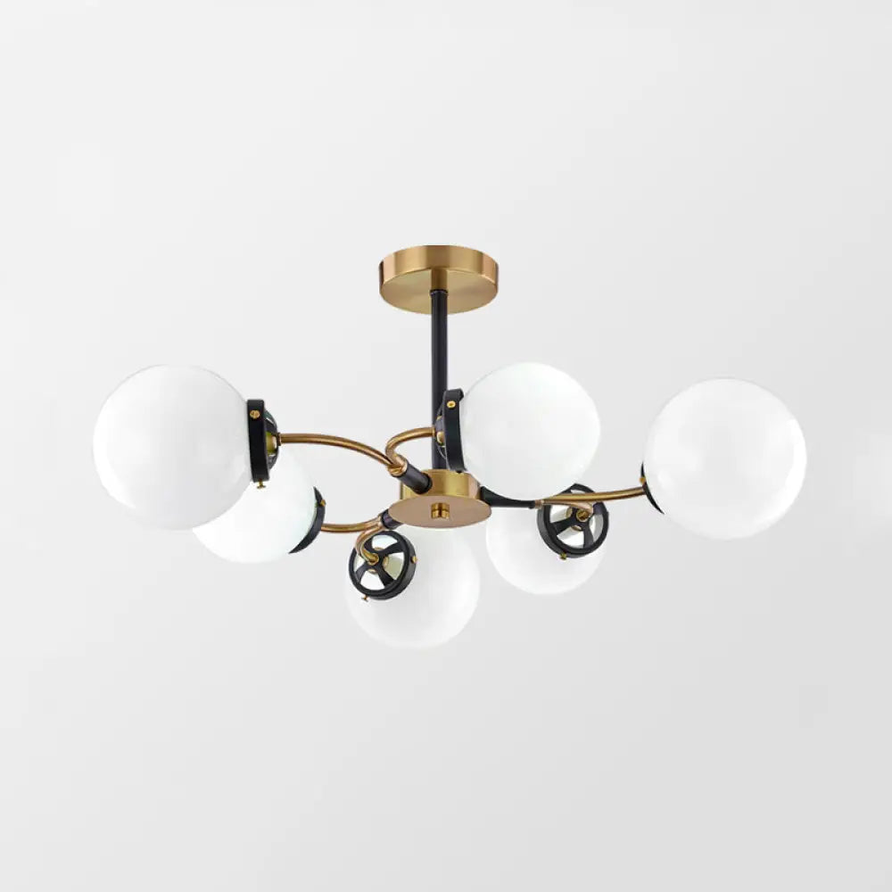 DecorBites™ DecorBites™ Modern Sphere Semi-Flush Ceiling Light in White/Smoke Gray Glass with 4/6/8 Lights for Living Room