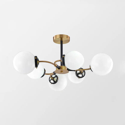 DecorBites™ DecorBites™ Modern Sphere Semi-Flush Ceiling Light in White/Smoke Gray Glass with 4/6/8 Lights for Living Room