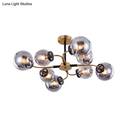 DecorBites™ DecorBites™ Modern Sphere Semi-Flush Ceiling Light in White/Smoke Gray Glass with 4/6/8 Lights for Living Room
