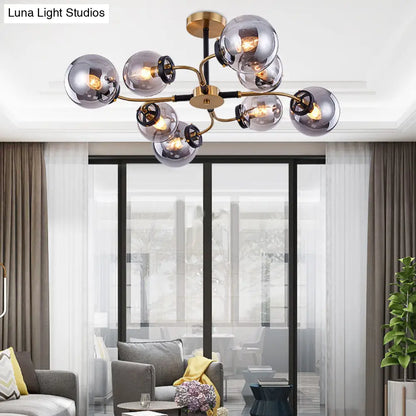 DecorBites™ DecorBites™ Modern Sphere Semi-Flush Ceiling Light in White/Smoke Gray Glass with 4/6/8 Lights for Living Room