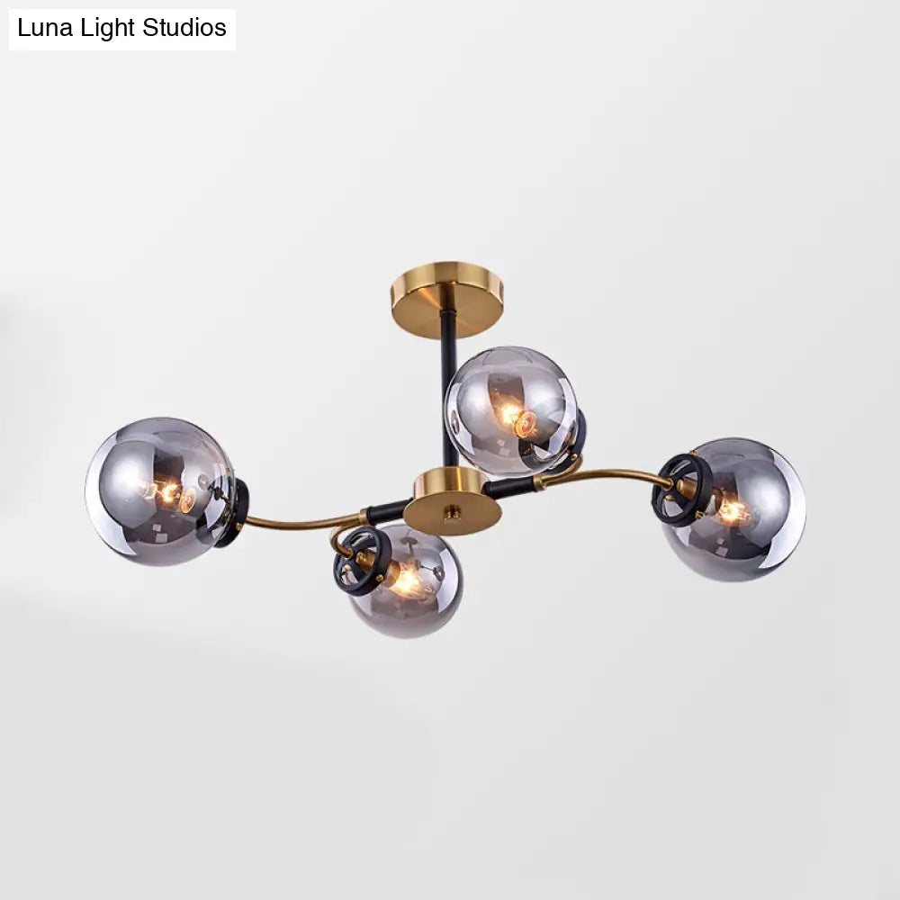 DecorBites™ DecorBites™ Modern Sphere Semi-Flush Ceiling Light in White/Smoke Gray Glass with 4/6/8 Lights for Living Room