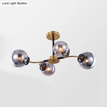 DecorBites™ DecorBites™ Modern Sphere Semi-Flush Ceiling Light in White/Smoke Gray Glass with 4/6/8 Lights for Living Room