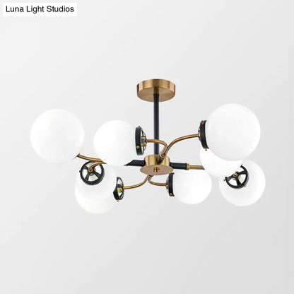 DecorBites™ DecorBites™ Modern Sphere Semi-Flush Ceiling Light in White/Smoke Gray Glass with 4/6/8 Lights for Living Room