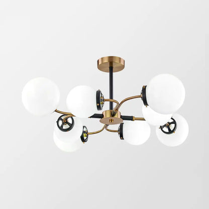 DecorBites™ DecorBites™ Modern Sphere Semi-Flush Ceiling Light in White/Smoke Gray Glass with 4/6/8 Lights for Living Room