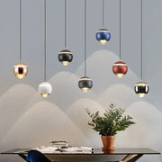 Modern spherical led bedside pendant light in gold black white and blue hues for bedroom decorbites pendant light