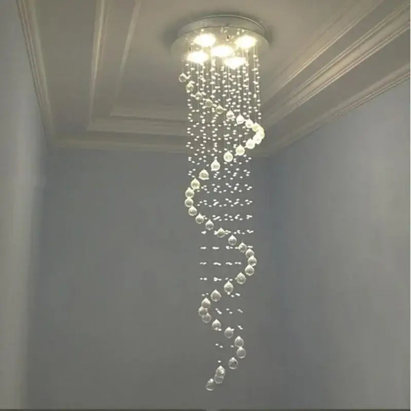 Modern spiral black and clear crystal pendant chandelier with embedded lights by decorbites crystal pendant for bedroom decor