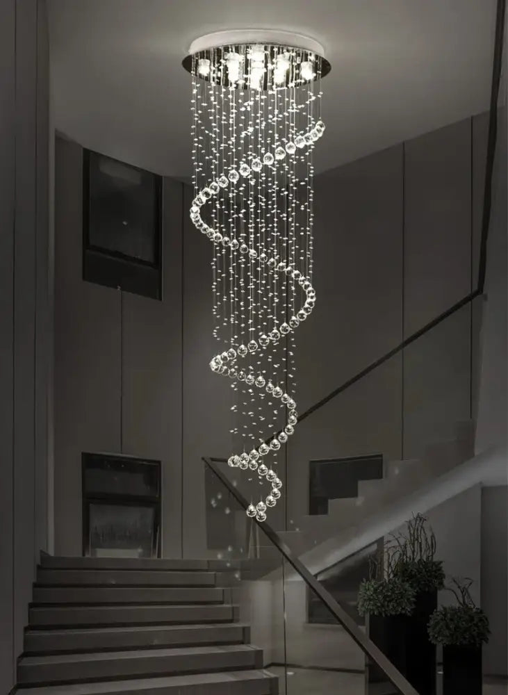 Modern spiral black and clear crystal pendant chandelier with cascading beads by decorbites crystal pendant for bedroom light