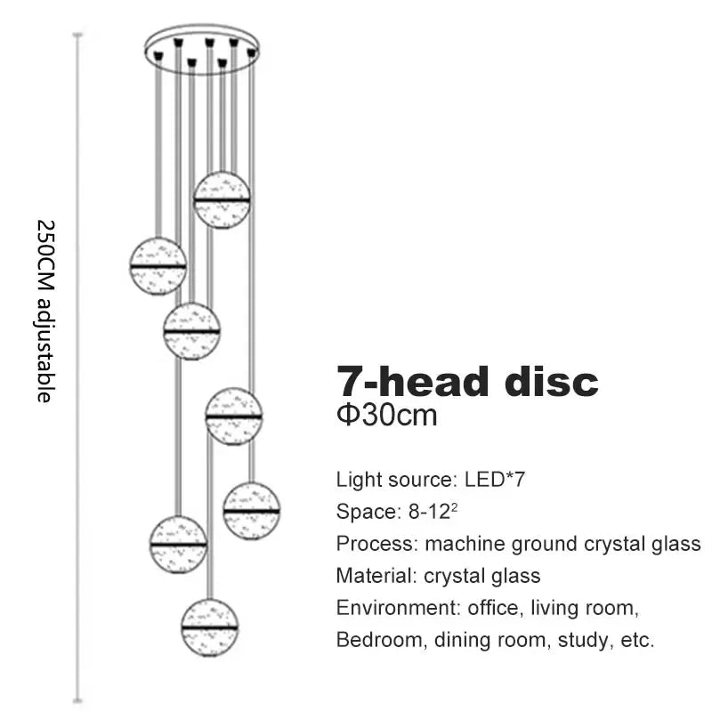 Modern Spiral Crystal Ball Staircase Pendant Chandelier - Decorbites