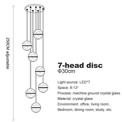 Modern Spiral Crystal Ball Staircase Pendant Chandelier - Decorbites