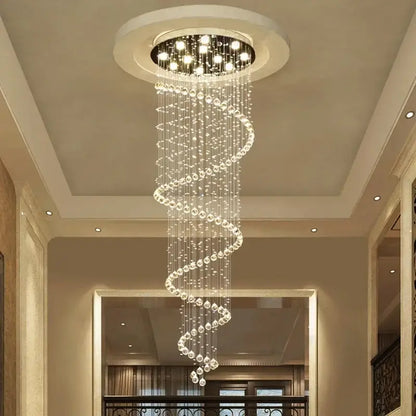 Modern spiral crystal led ceiling chandelier with multiple tiers of glass beads for living room decorbites crystal led design