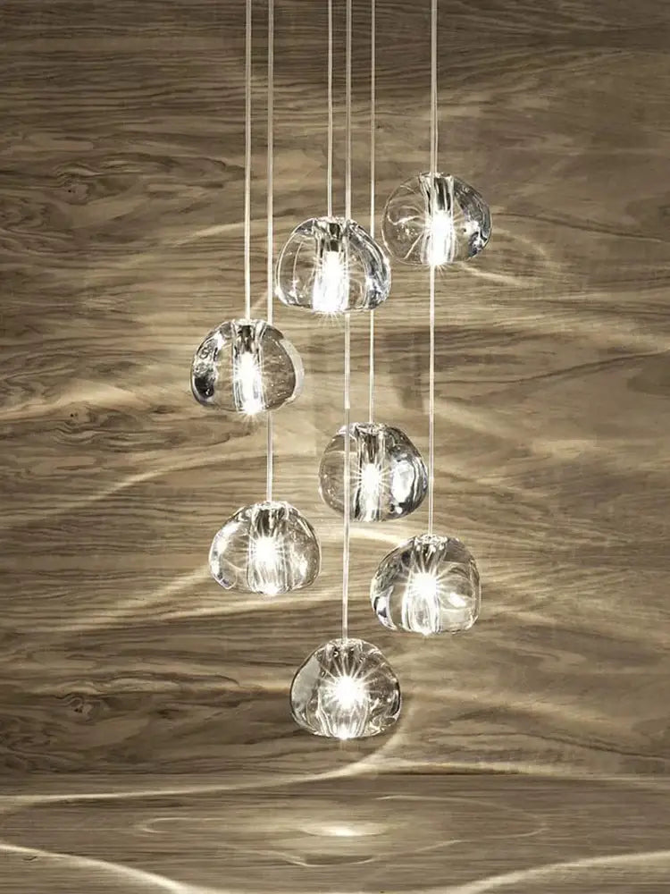 Clear faceted crystal pendant lights in a cascading design modern spiral decorbites crystal led ceiling chandelier