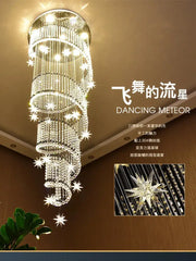 Modern spiral crystal star led chandelier with clear glass star ornaments and metallic accents for living room decorbites crystal star