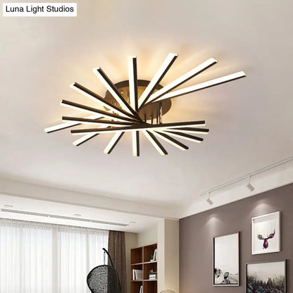 DecorBites™ DecorBites™ Modern Spiral Design LED Ceiling Lamp - Metallic Finish, 5/9-Light, Black/White, Warm/White Light