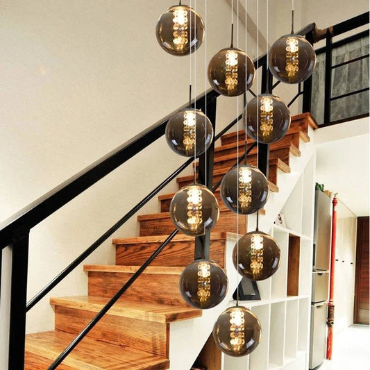 Modern Spiral Glass Ball Pendant Chandelier - Decorbites