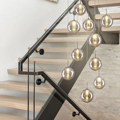 Modern Spiral Glass Ball Pendant Chandelier - Decorbites
