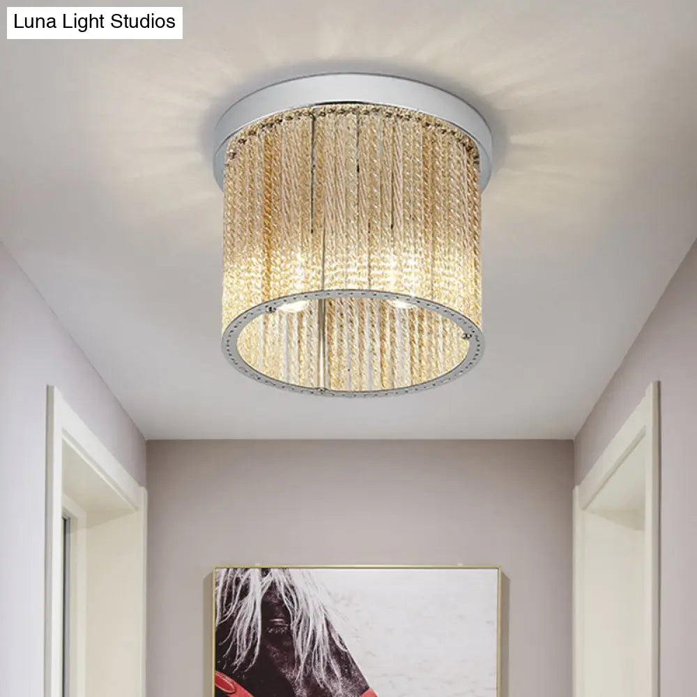 DecorBites™ DecorBites™ Modern Spiral Glass Rod Ceiling Light, 2-Light Flush Mount Chrome with Crystal Drop, 7"/10" Wide