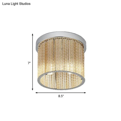 DecorBites™ DecorBites™ Modern Spiral Glass Rod Ceiling Light, 2-Light Flush Mount Chrome with Crystal Drop, 7"/10" Wide