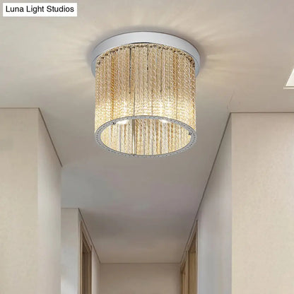 DecorBites™ DecorBites™ Modern Spiral Glass Rod Ceiling Light, 2-Light Flush Mount Chrome with Crystal Drop, 7"/10" Wide