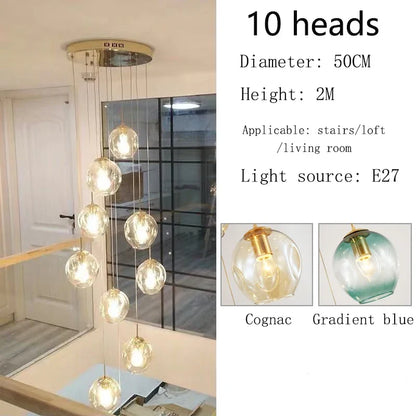 Modern Spiral Staircase Crystal Globe Pendant Chandelier