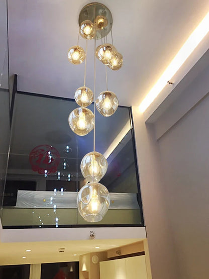 Modern Spiral Staircase Crystal Globe Pendant Chandelier