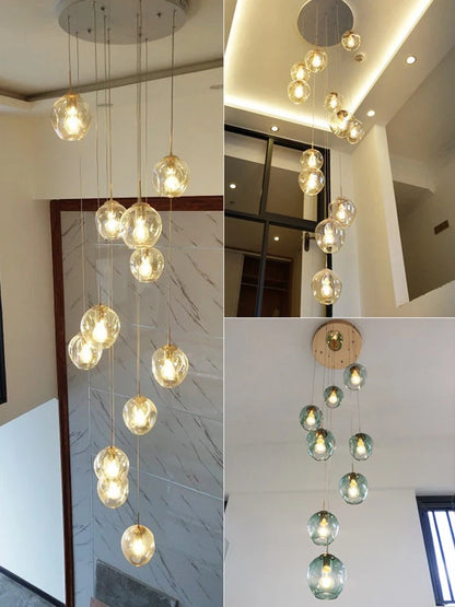 Modern Spiral Staircase Crystal Globe Pendant Chandelier