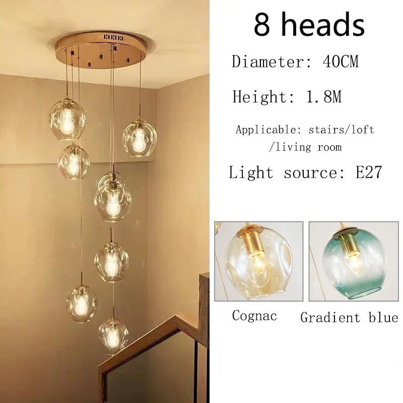 Modern Spiral Staircase Crystal Globe Pendant Chandelier - Decorbites