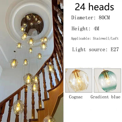 Modern Spiral Staircase Crystal Globe Pendant Chandelier