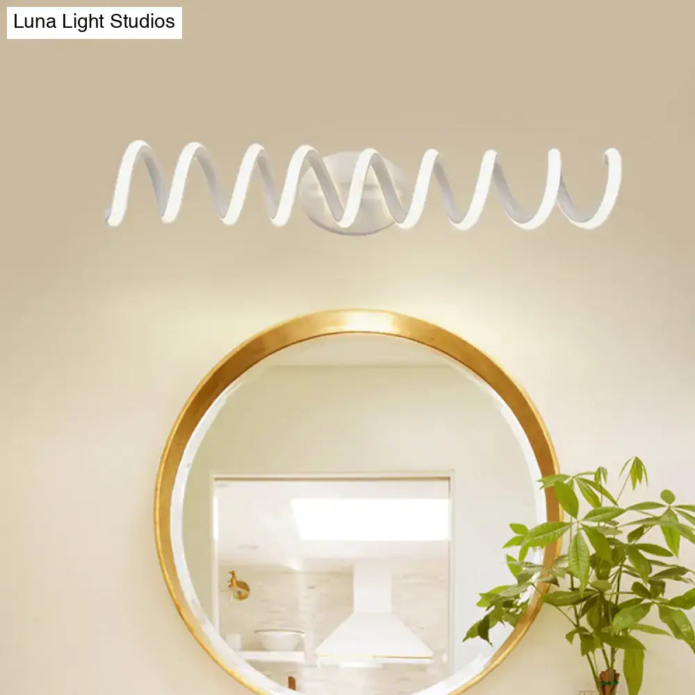 White spiral led ceiling light fixture showcasing natural warm white wall light for modern bathroom use